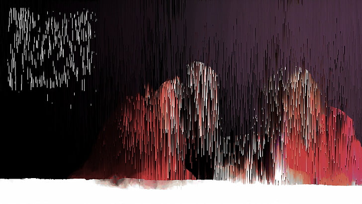 red and black abstract painting, glitch art, pixel sorting, no people