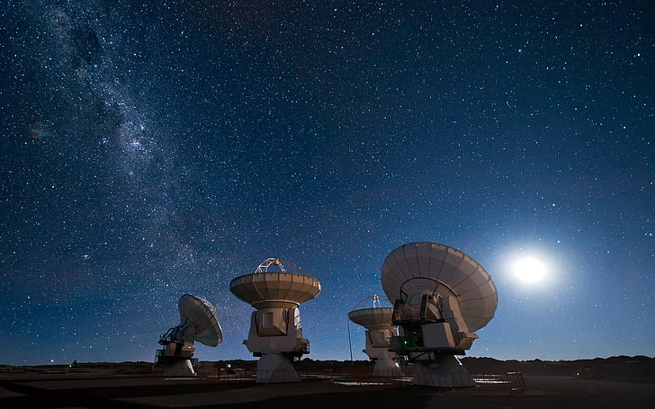 gray industrial satellite, Milky Way, space, stars, astronomy