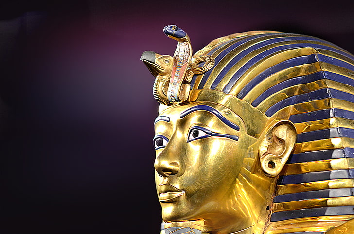Egyptian head figure, mask, Pharaoh, Tutankhamun, Ancient, statue, HD wallpaper