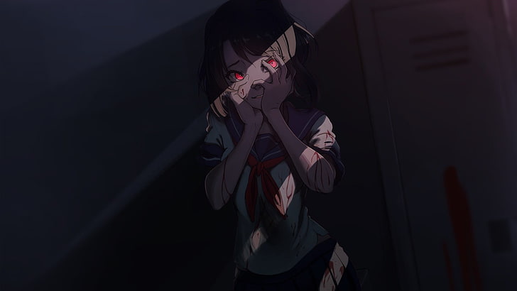 Hd Wallpaper Short Brown Haired Female Anime Character Yandere