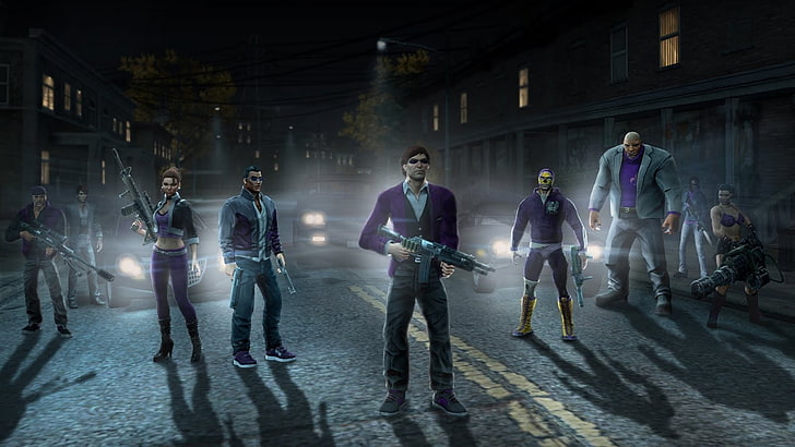 three black and gray action figures, Saints Row, group of people, HD wallpaper