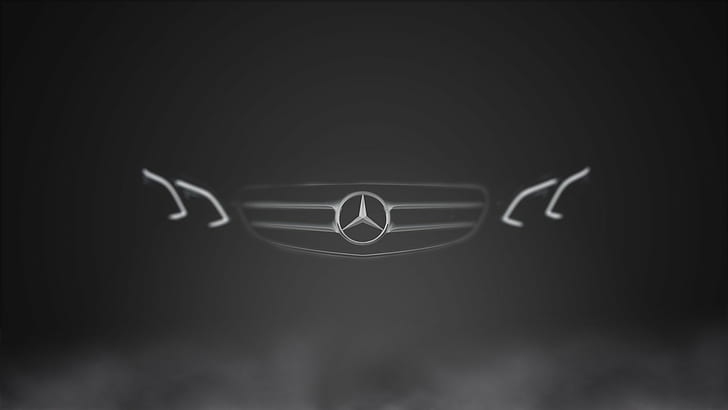 benz, Benz E, car, Class, Dark, logo, Mercedes, monochrome, HD wallpaper