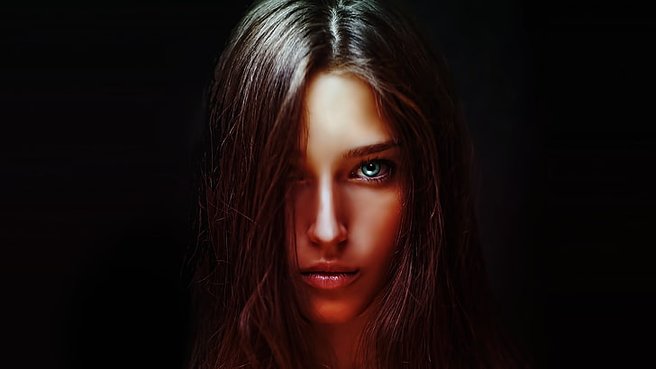 woman's brown hair, Photoshop, women, face, Alycia Debnam Carey, HD wallpaper