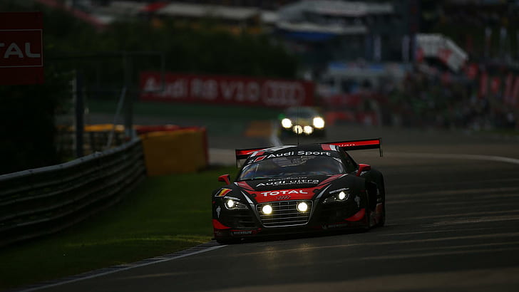 Audi Sport Night Race, red and black total sports car, cars