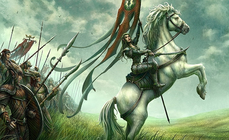 Battlefield Art, woman riding horse digital wallpaper, Artistic
