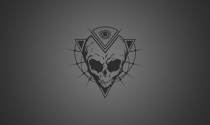 skull, eyes, triangle, simple background, the all seeing eye