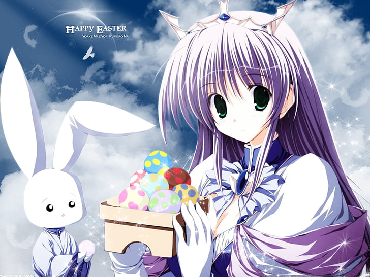 Happy Easter anime character, yoake mae yori ruri iro na, feena fam earthlight, HD wallpaper