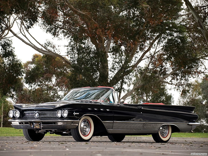 Buick Electra, car, Oldtimer, black cars, trees, HD wallpaper