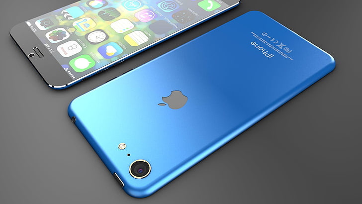 blue iPhone 5c, iphone 7, apple, concept, smartphone, apple Computers