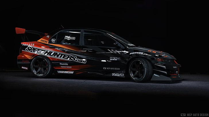 dark, Speedhunters, vehicle, car, Mitsubishi, Mitsubishi Evolution IX, HD wallpaper