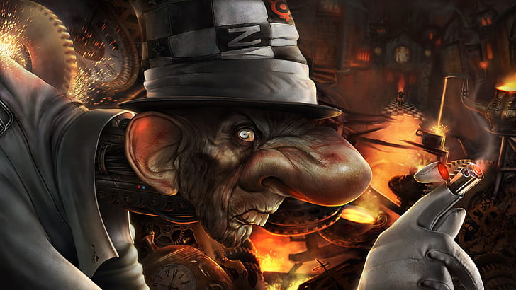 Alice in Wonderland The Mad Hatter Steampunk HD, fantasy