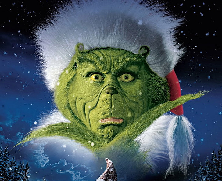 Grinch wallpaper, Jim Carrey, Fantasy, Good, Bad, Sky, Christmas, HD wallpaper