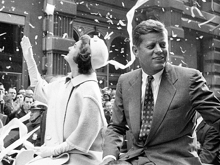 John F Kennedy and her wife grayscale photo, John F. Kennedy, HD wallpaper