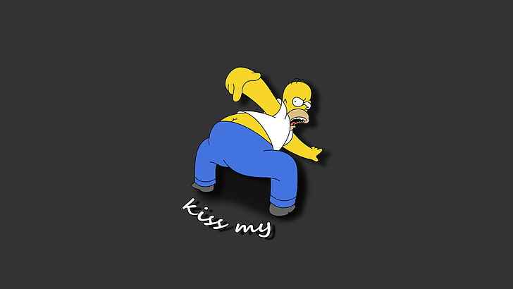 Homer Simpson illustration, minimalism, the simpsons, gray, kiss my
