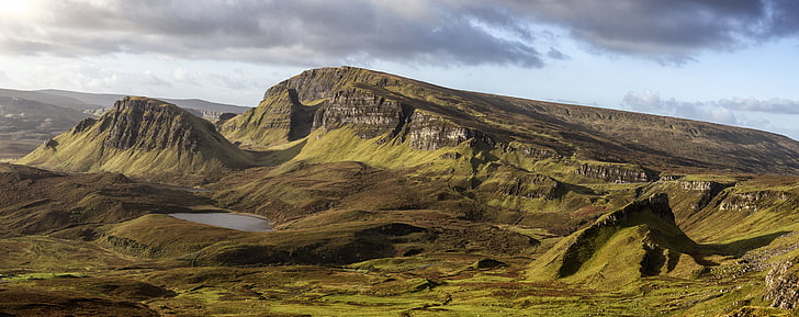 Quiraing, Scotland, green mountain, Europe, United Kingdom, Nature, HD wallpaper