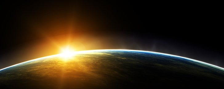 earth graphics, From Space, Sunrise, planet - Space, sky, star - Space, HD wallpaper