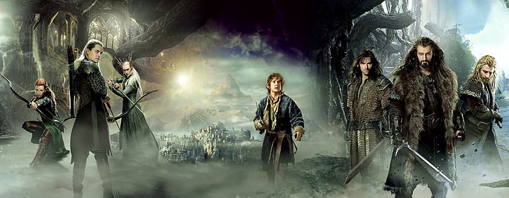 The Hobbit wallpaper, elves, dwarves, Keeley, company, Legolas, HD wallpaper