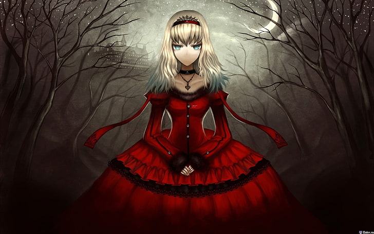 Hd Wallpaper Queen Of Hearts Red Dressed Female Anime Character