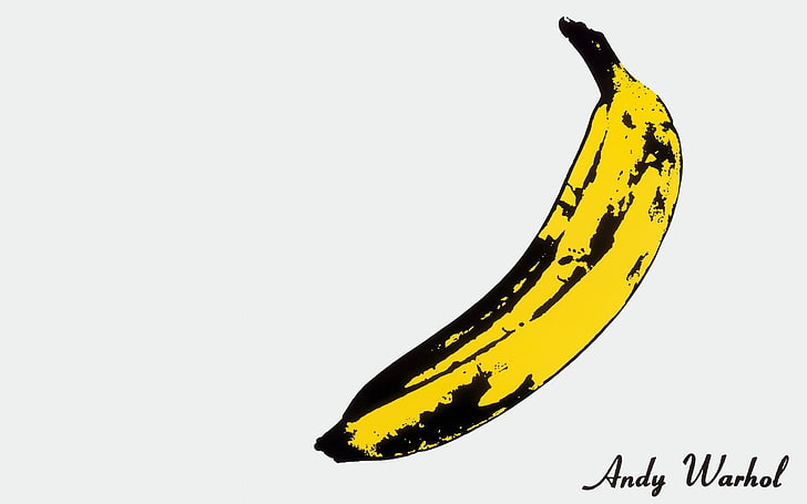 bananas, artwork, Andy Warhol, minimalism, yellow, copy space