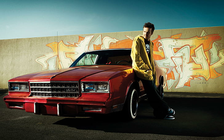 Jesse Pinkman - Breaking Bad, red classic american coupe, tv shows