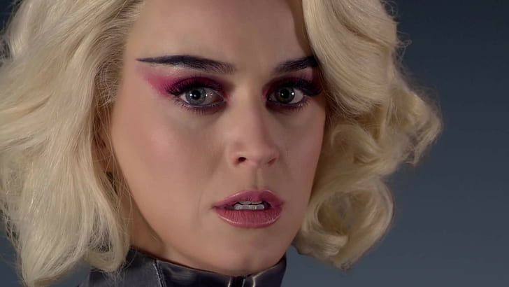 Katy Perry, blonde, women, singer, blue eyes, smoky eyes, closeup