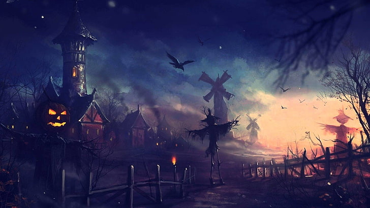 HD wallpaper: Spooky Halloween Night, nature, sky, vertebrate, street,  flying | Wallpaper Flare