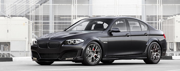 BMW 5-er Lumma Design, black sedan, Cars, topcar, adv.1, motor vehicle, HD wallpaper