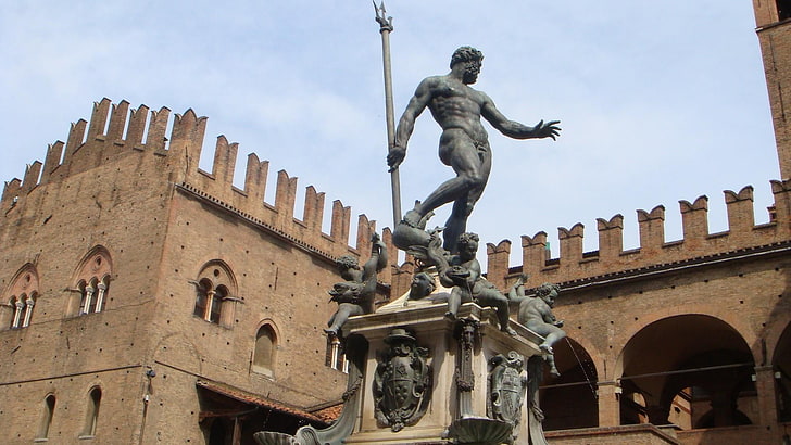 italy, bologna, neptun, sculpture, art and craft, architecture