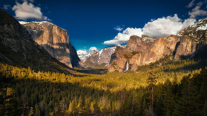 Yosemite National Park, mountains, sky, clouds, HD wallpaper
