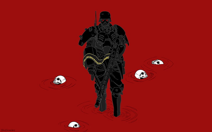 armor, blood, Jin Roh, skull, HD wallpaper