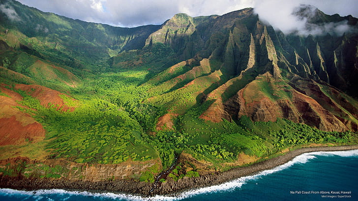 Na Pali Coast From Above, Kauai, Hawaii, Islands, HD wallpaper
