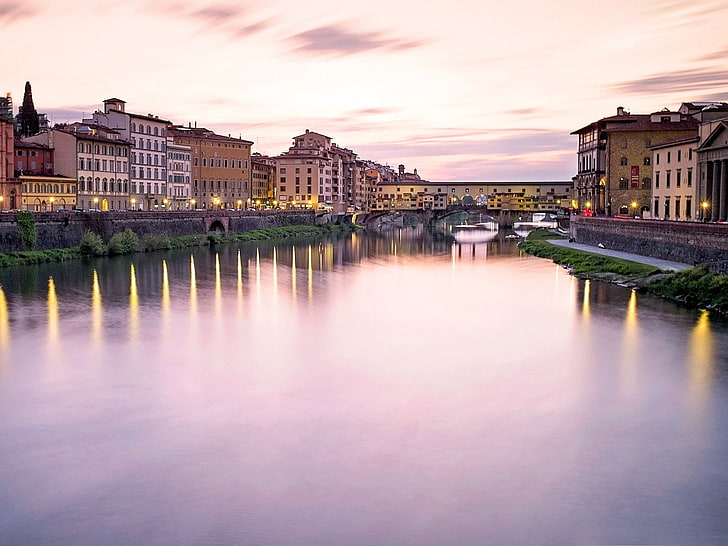 ponte vecchio at sunset florence-High Quality HD W.., body of water, HD wallpaper