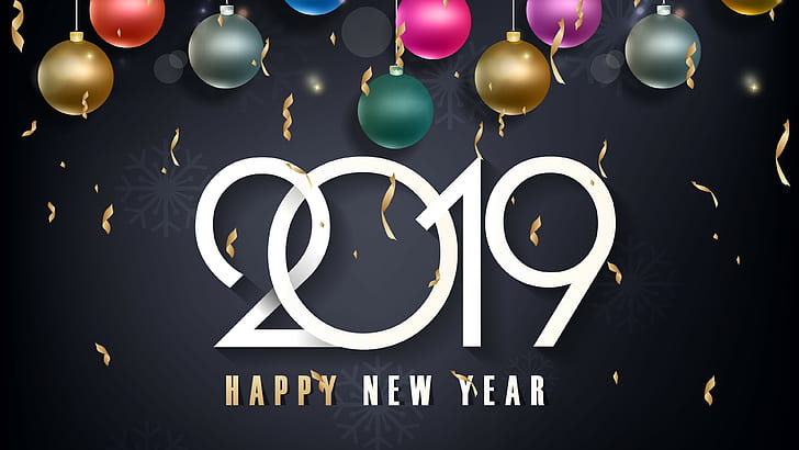 2019, happy new year, HD wallpaper
