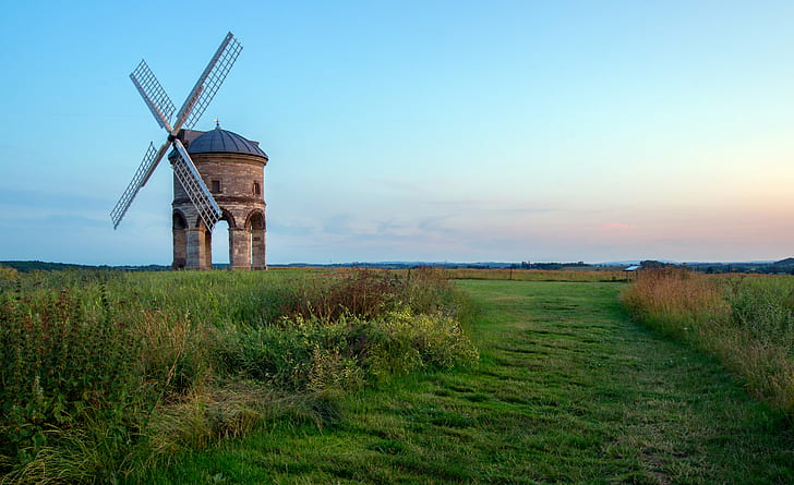 green grass field with windmill photo, Chesterton Windmill, outdoor, HD wallpaper