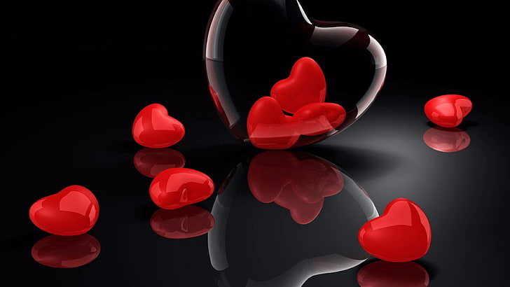 HD wallpaper: red hearts, love, 3d