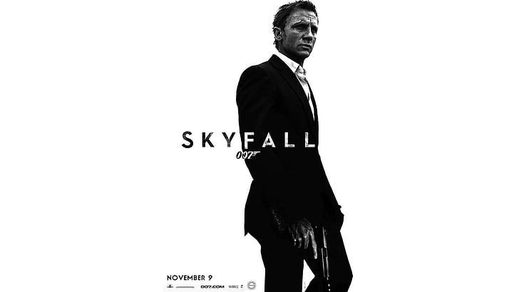 Skyfall poster, movies, James Bond, Daniel Craig, studio shot