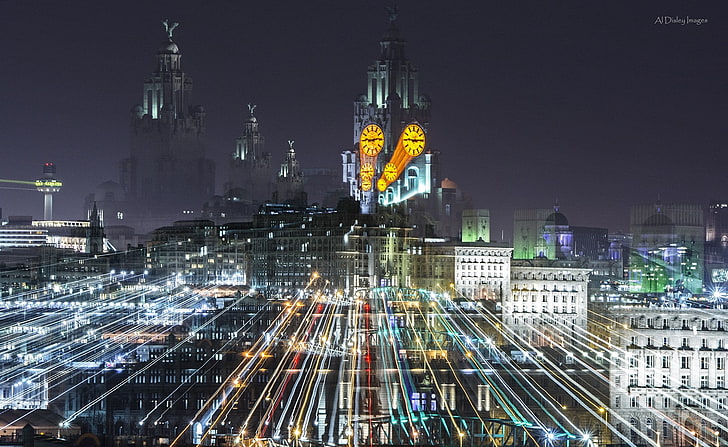 Liverpool, night, building, city, UK, building exterior, architecture