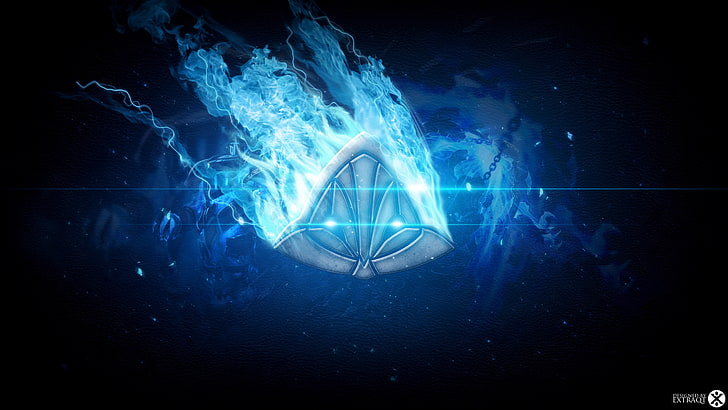 blue logo, Riot Games, League of Legends, motion, illuminated, HD wallpaper