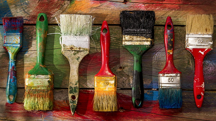 painting, paintbrushes, HD wallpaper