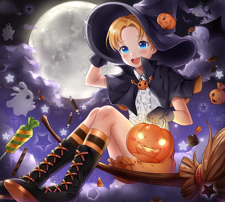 HD wallpaper: anduin wrynn, halloween, anime style, moon, witch,  celebration | Wallpaper Flare