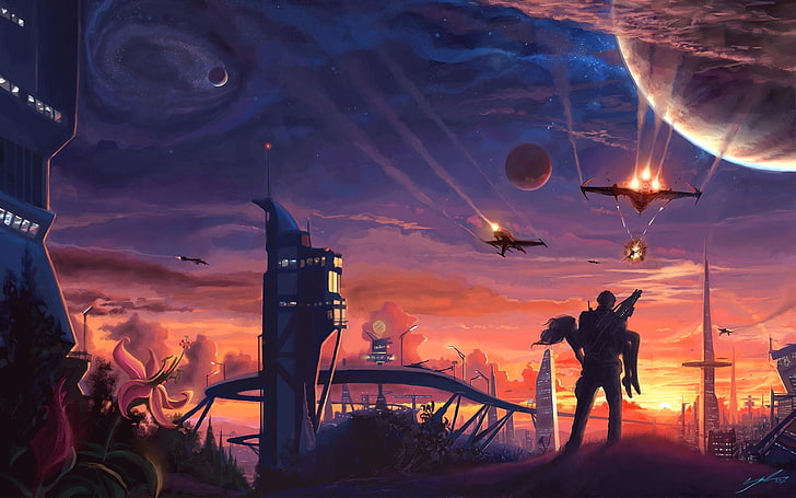 game wallpaper, science fiction, artwork, spaceship, fantasy art