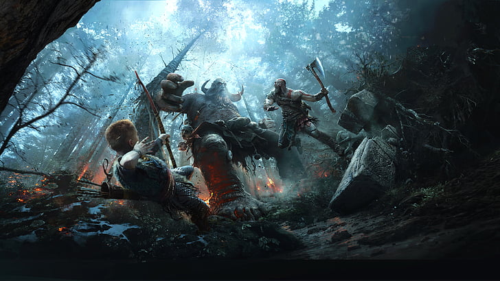 God of War, PS4, Kratos, Son, Atreus, HD wallpaper