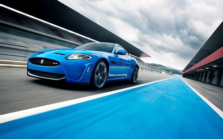 blue and black coupe die-cast model, Jaguar, Jaguar XKR-S, blue cars
