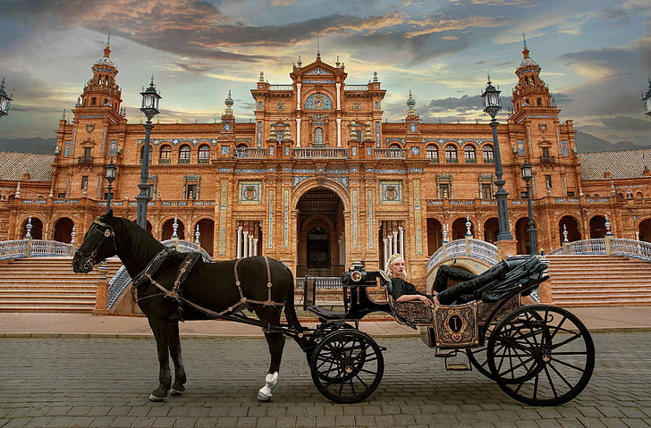 Princess in a Carriage Real Life, Girls, Beautiful, Building, HD wallpaper