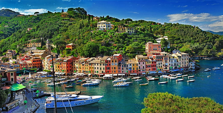 Towns, Portofino, Genoa, Italy, Liguria, HD wallpaper