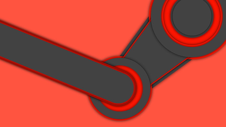 black and red Steam logo, Steam (software), digital art, simple