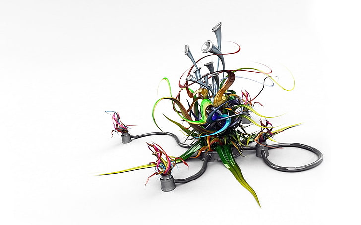 black and green quadcopter drone, digital art, shapes, abstract