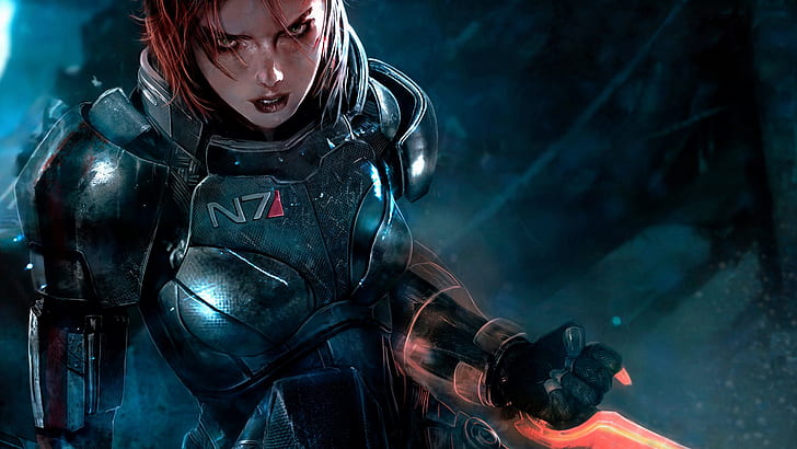 the game, armor, Shepard, Mass Effect 3, FemShep, HD wallpaper