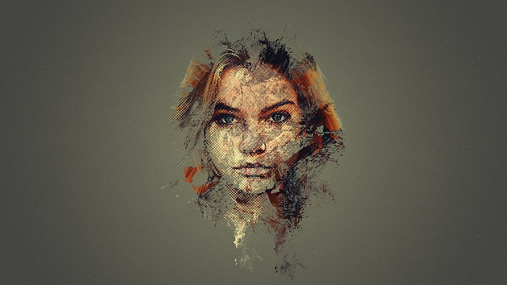 woman face illustration, Barbara Palvin, Photoshop, pixel art, HD wallpaper