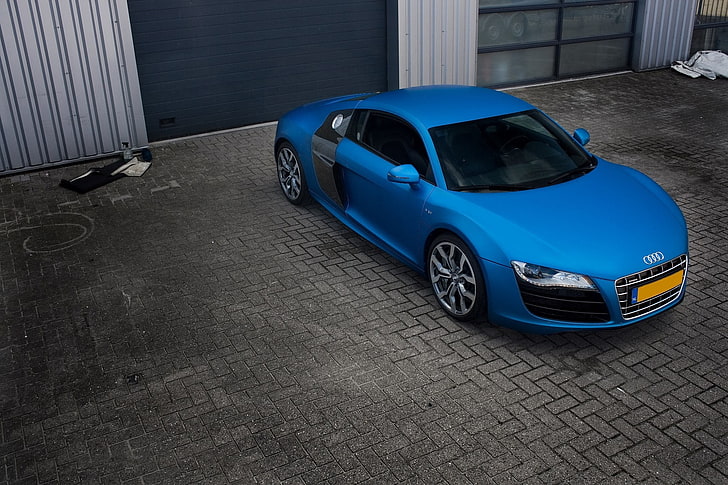 Audi R8, supercars, blue cars, vehicle, mode of transportation, HD wallpaper